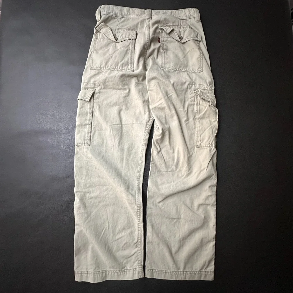 Vtg Levis Khaki Cargo Pants Mens 34x32 Beige Loose Baggy Straight Y2k Skate